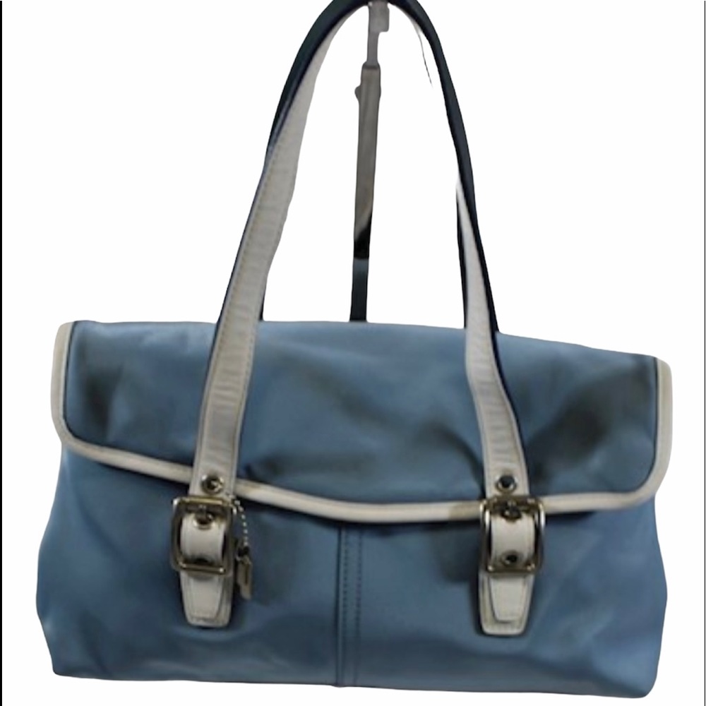 Blue COACH PURSE | Baby Blue and White | Med NWOT | Coach Hamptons Weekend Bag
